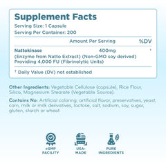 Clear Formulas nattokinase 4000fu gluten-free non GMO badge on label