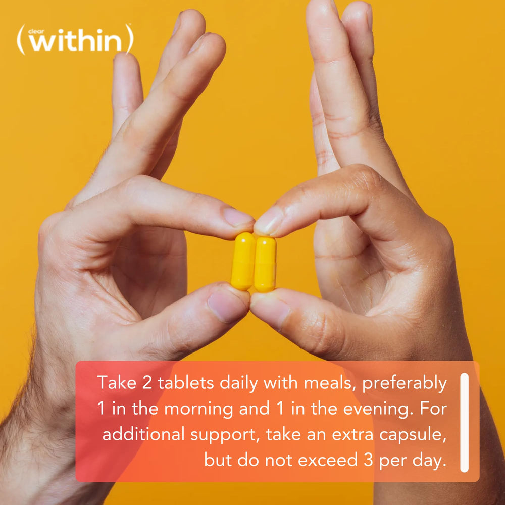 Clear Within plant-based ingredients label close-up showcases clean formulation.