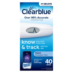 Clearblue ovulation test digital reader displays LH surge clearly for peak fertility days
