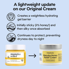 Cruelty-free and non-GMO badge on Clearbody Organics Manuka Honey Cream