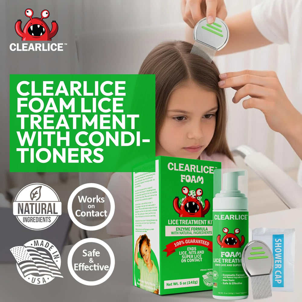 Clearlice comb included for thorough lice and nit removal
