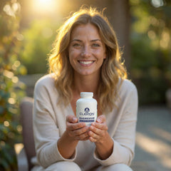 Closeup of CLEPON Magnesium Glycinate capsules emphasizing gentle, well-tolerated intake.