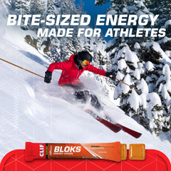 In-hand CLIF BLOKS Orange chews during a run for quick fueling.