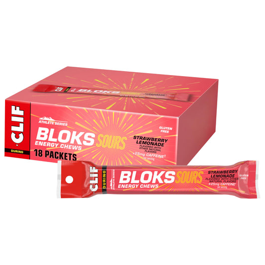 Clif Bloks Sours Strawberry Lemonade pack for quick workout fuel
