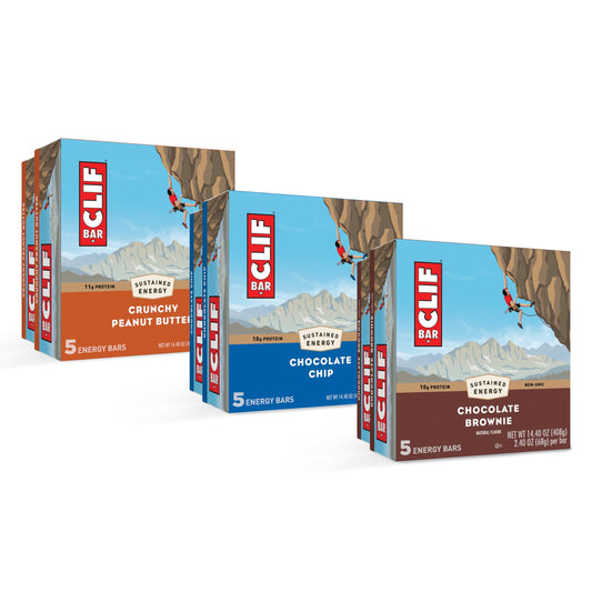 CLIF Bar variety pack with chocolate chip bars for on-the-go energy
