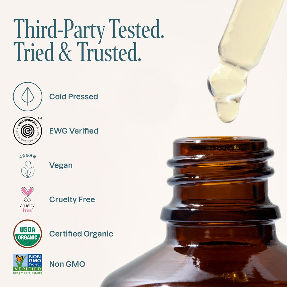 Cliganic Apricot Oil applied to face or body yields lightweight moisture.