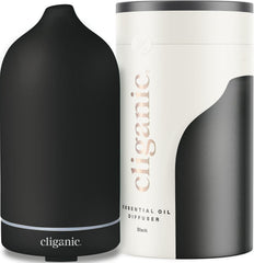 Cliganic ceramic diffuser black side view for subtle home fragrance and calm ambiance.