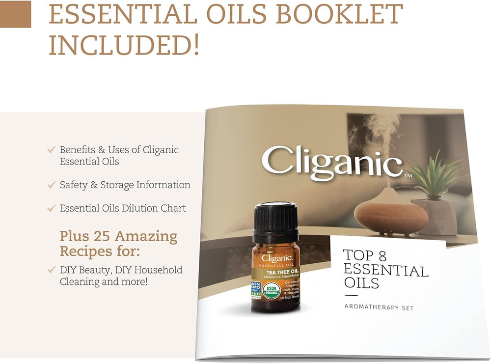 Cliganic eucalyptus essential oil bottle to refresh spaces and support breathing clarity