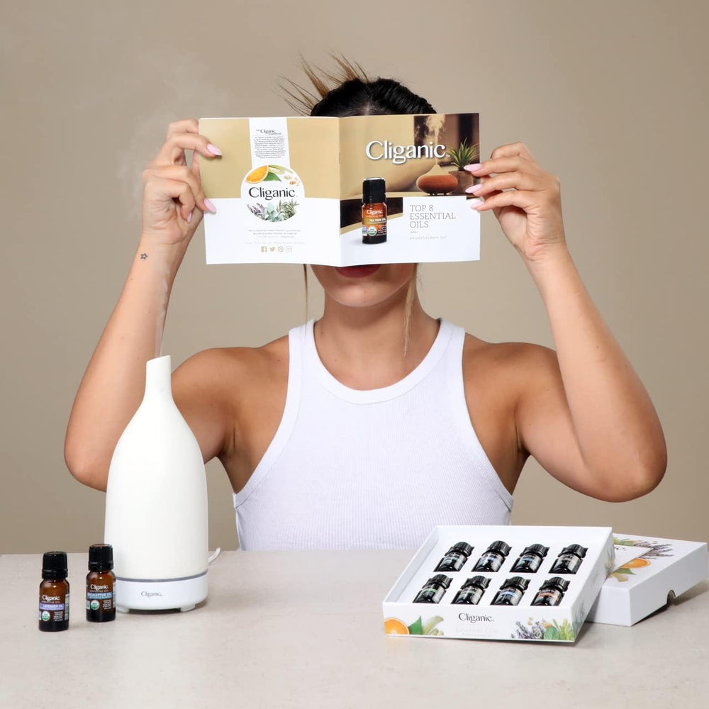 Cliganic lemongrass essential oil bottle brightens rooms with citrus notes