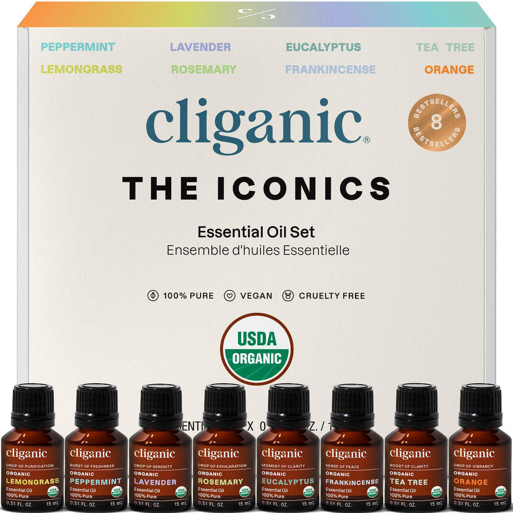 Cliganic peppermint essential oil bottle for refreshing aroma and mood uplift