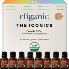Cliganic peppermint essential oil bottle for refreshing aroma and mood uplift