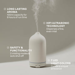 Cliganic Signature diffuser sage LED adds subtle color and tranquil aroma diffusion.