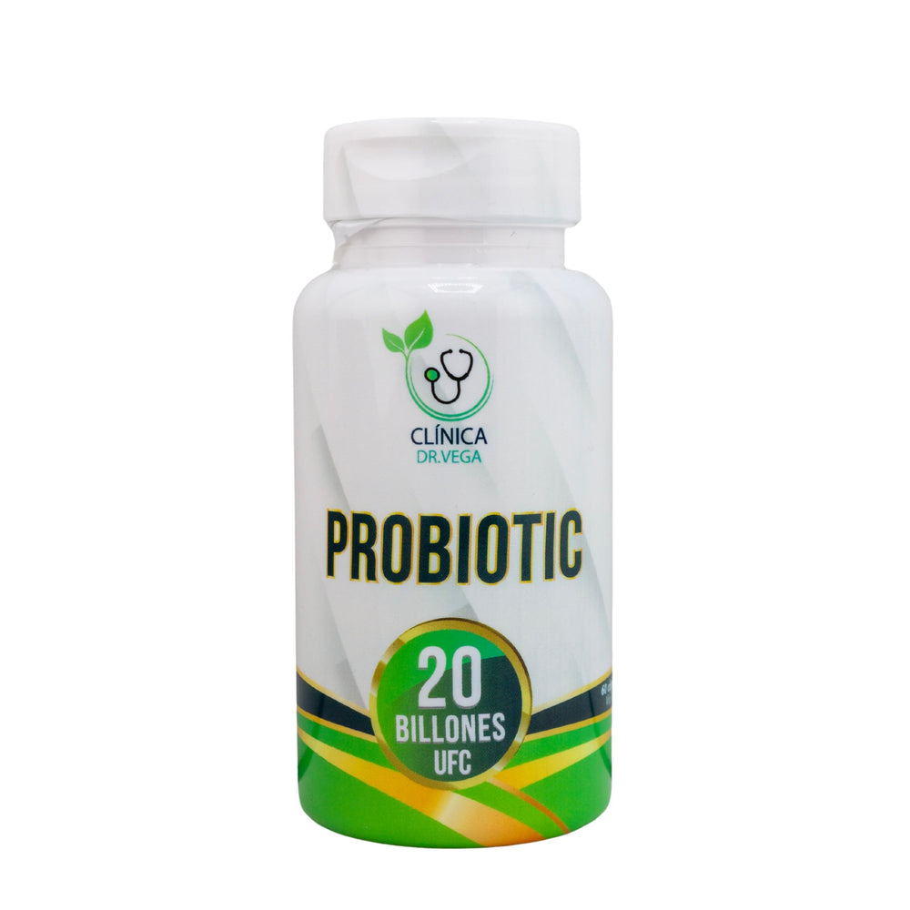 Clinica Dr Vega Probiotic 20Billion CFU bottle supports daily gut balance.