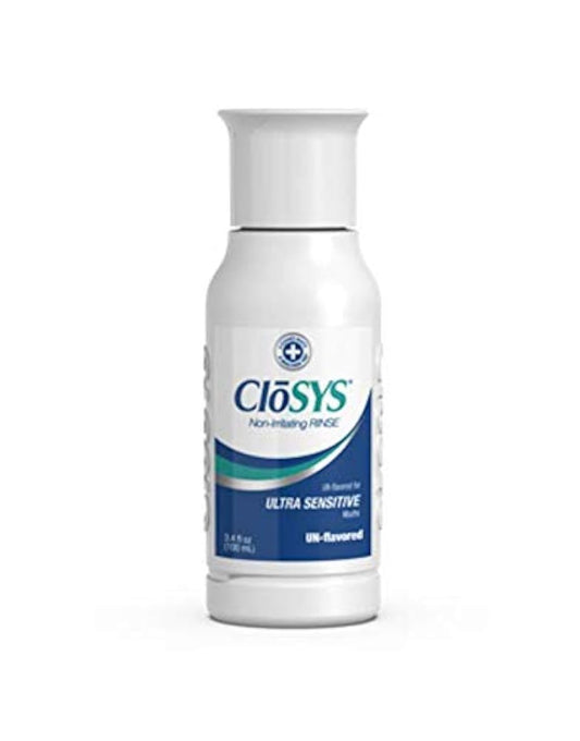 CloSYS Ultra Sensitive Mouthwash bottle shown for gentle, alcohol-free oral care