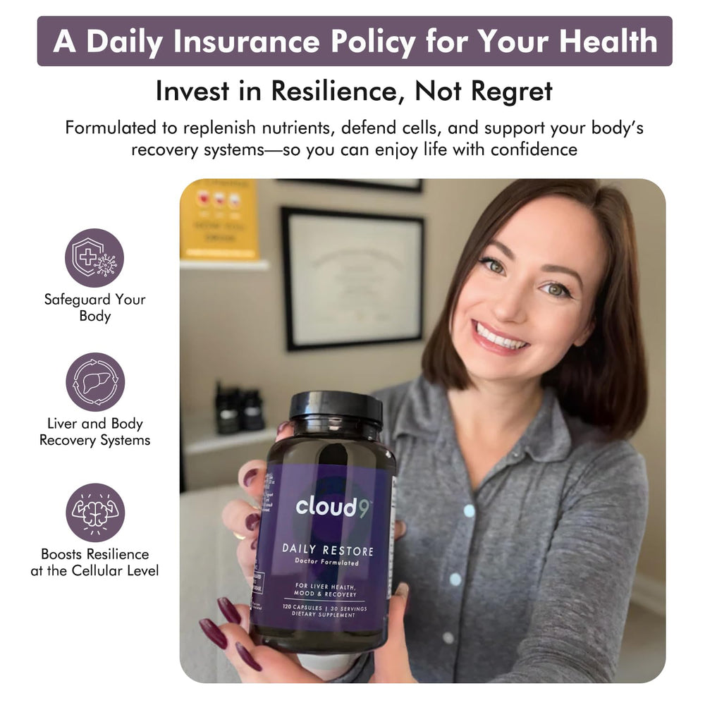 Cloud9 Daily Restore B-Vitamins label, signaling energy and vitality support