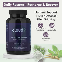Cloud9 Daily Restore NAC ingredient close-up, showcasing a detox-friendly formulation