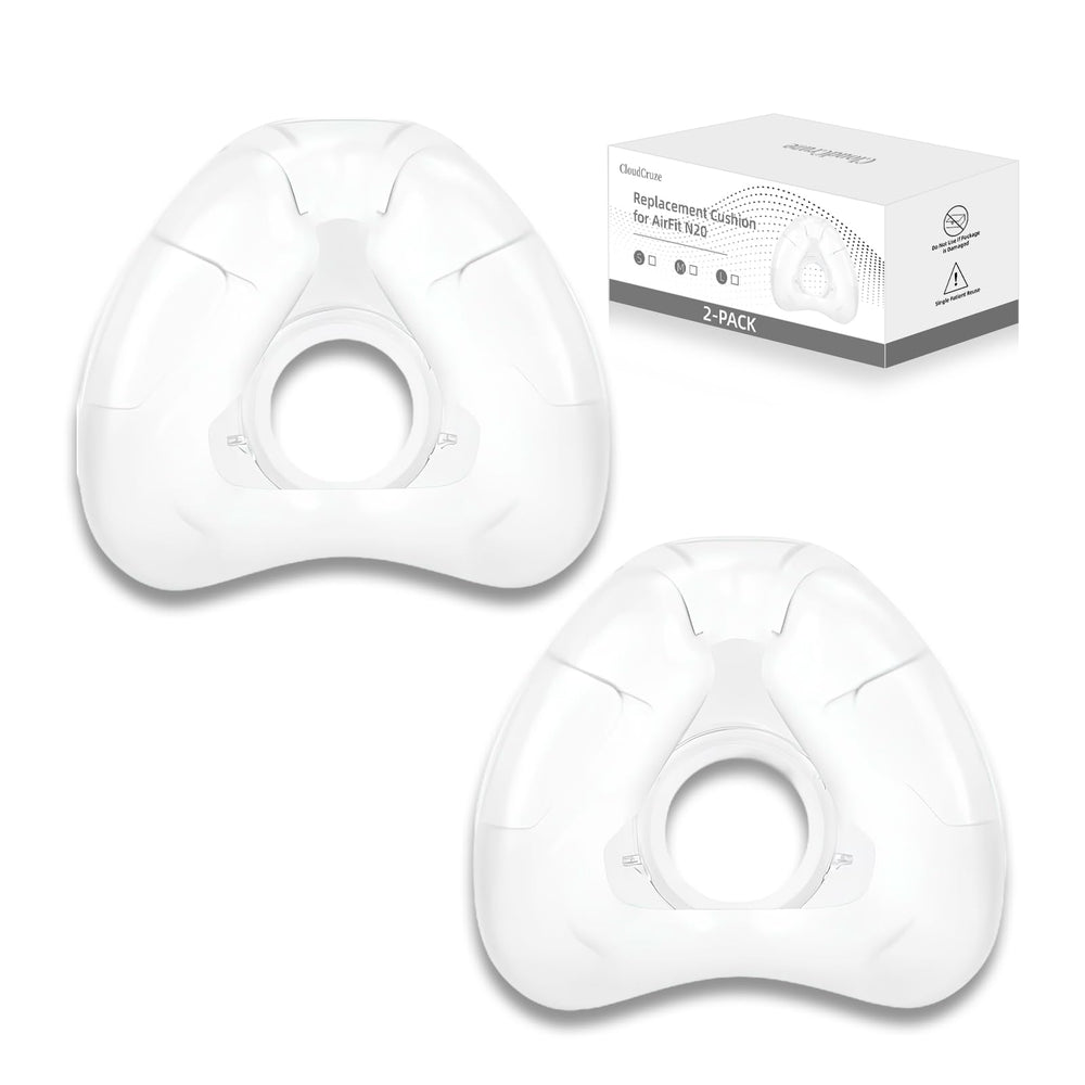 Cloudcruze 2 pack nasal cushion for N20 delivers a secure fit with the original frame.