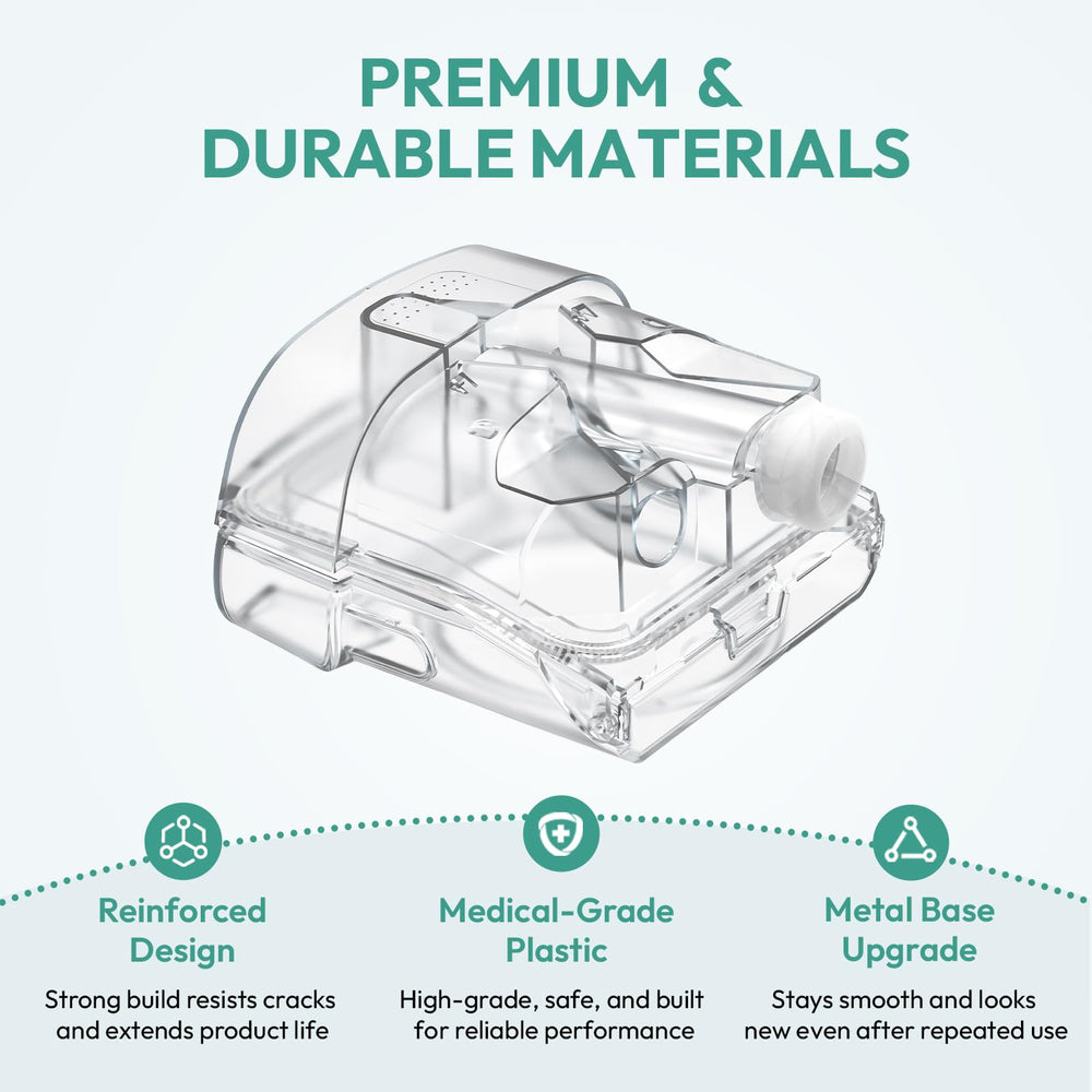 Cloudcruze reinforced plastic and metal base for durable CPAP chamber construction.