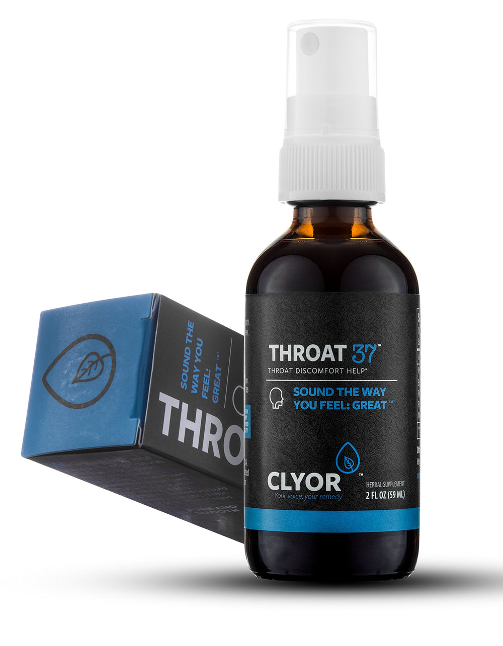 CLYOR Bundle display shows three natural remedies for vocal health