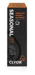 CLYOR Seasonal37 alcohol-free badge communicates a vegetarian, alcohol-free formula.