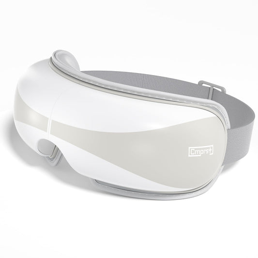 Cmprst Eye Massager with heat on provides soothing relief for tired eyes.