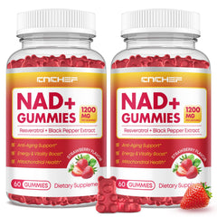 CNCHEF NAD+ gummies bottle top view for convenient daily energy support.