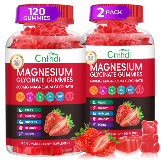 CNFHDI magnesium glycinate gummies bottle with strawberry flavor for daily support