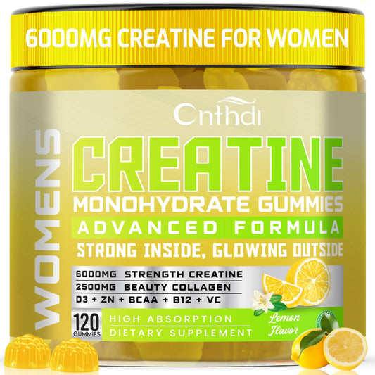 CNFHDI Creatine Gummies lemon bottle for convenient pre-workout strength.