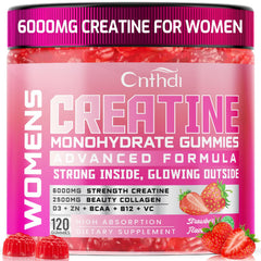 CNFHDI Creatine Gummies packaging shows strawberry flavor for convenient pre-workout support.