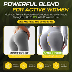 CNFHDI Creatine Gummies in a workout setting emphasizing women's fitness focus.