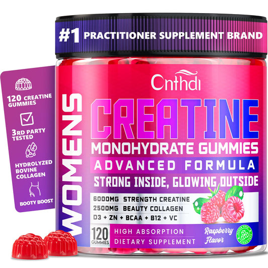 CNFHDI Creatine Monohydrate Gummies bottle with raspberry flavor for convenient workouts
