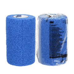 Coban self-adherent wrap blue 4in x 5yds showing secure self-adhesive compression