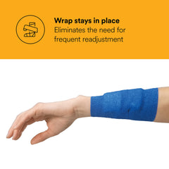 Coban wrap on arm demonstrates easy application without pins or clips