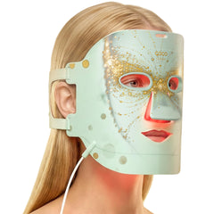 COCO CORALIA red light mask on face with even light coverage for smoother skin