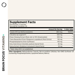 Closeup of Codeage Brain Focus capsules for mental clarity on busy days.
