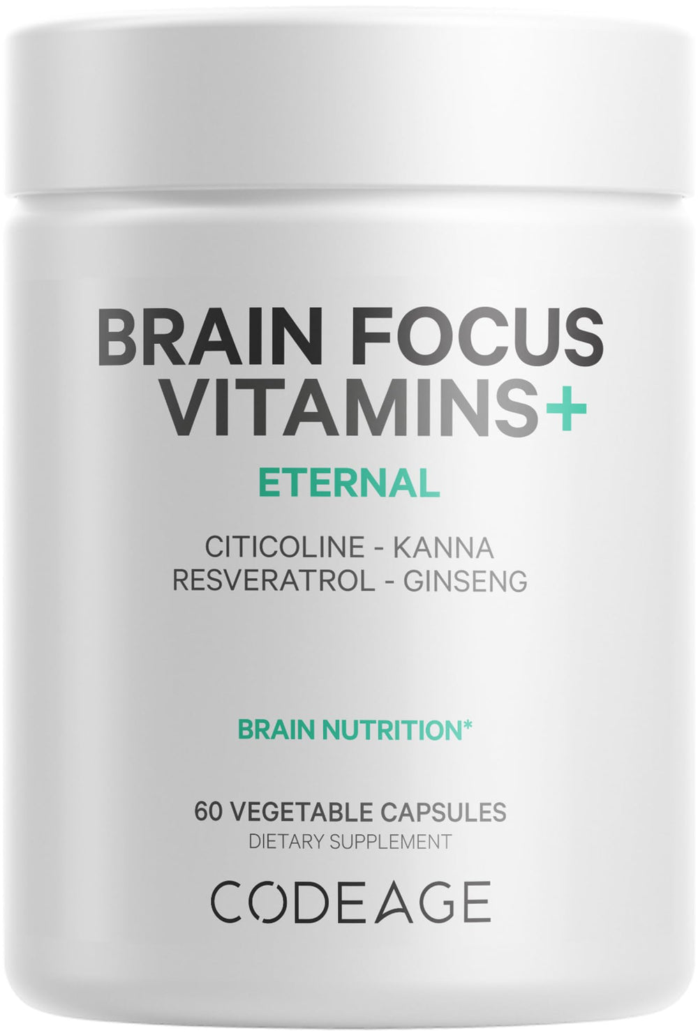 Codeage Brain Focus vitamins bottle supports daily focus during tasks.