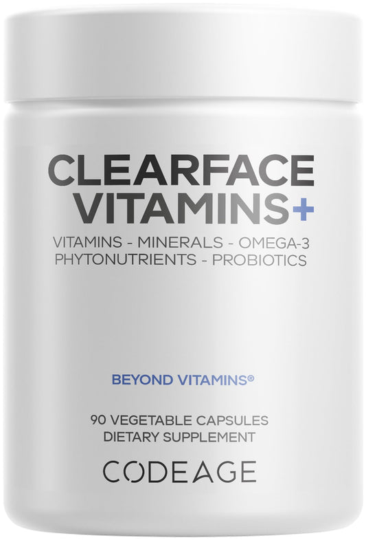 Codeage Clearface bottle front view for daily skin vitamin support