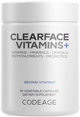 Codeage Clearface bottle front view for daily skin vitamin support
