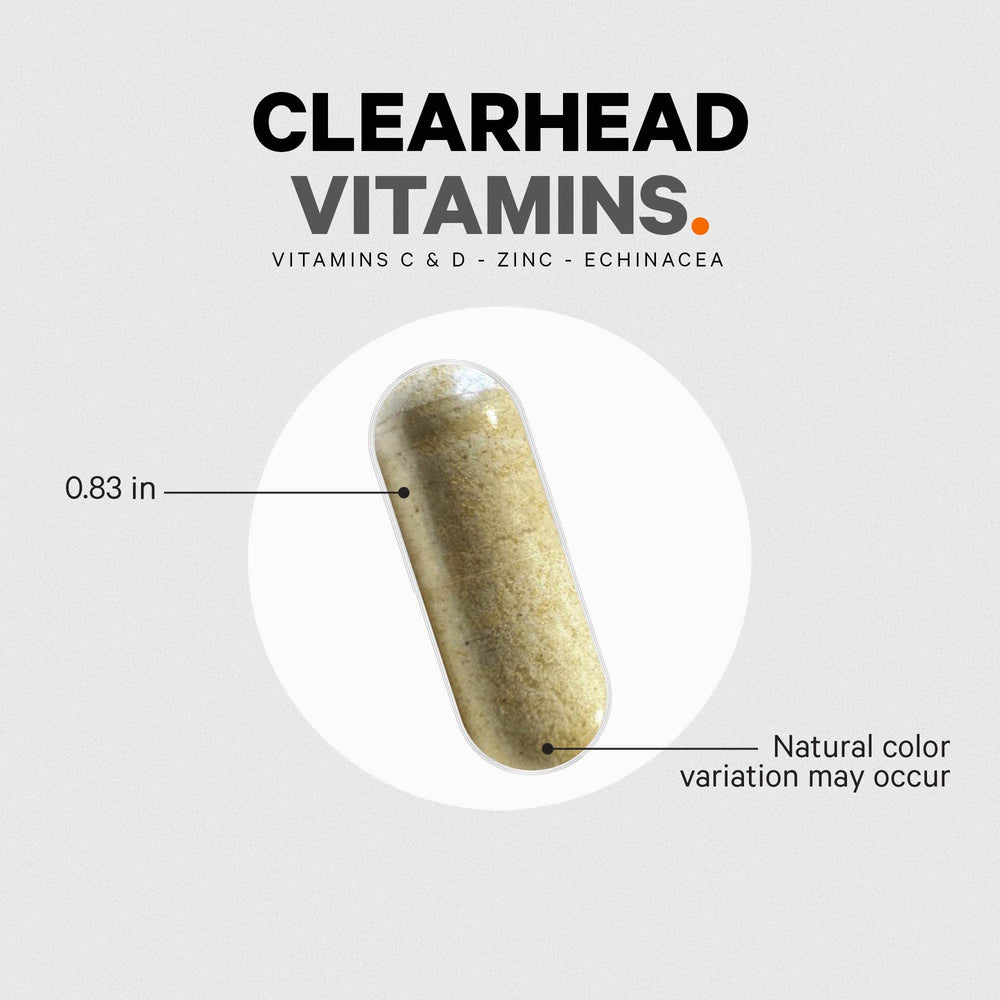 Codeage Clearhead vitamins panel features C and D3 for daily nourishment.