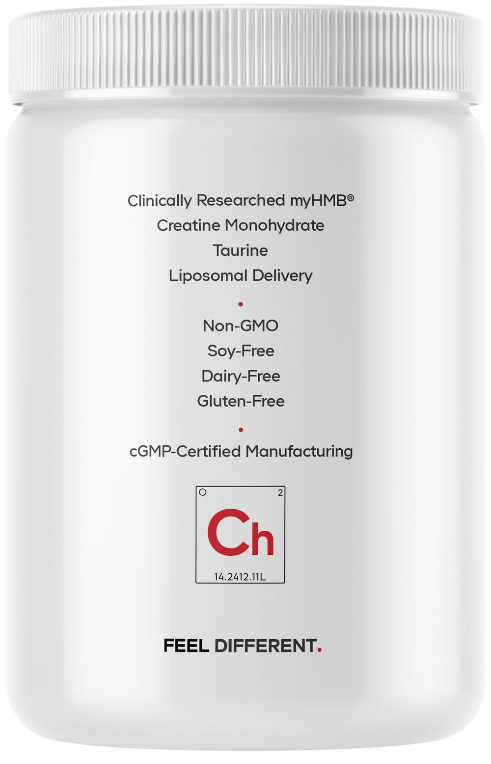 Codeage Creatine HMB+ powder label front emphasizes non GMO liposomal delivery.