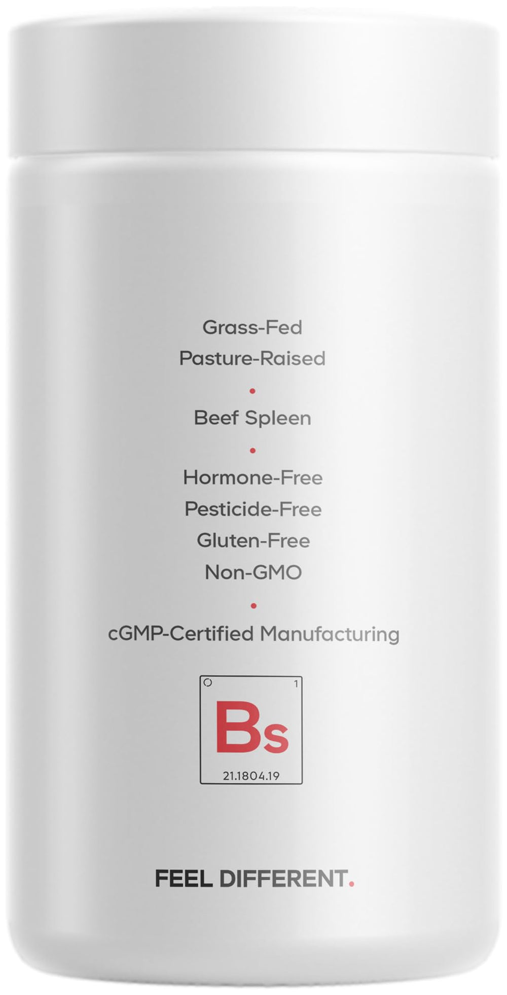 Codeage desiccated spleen ingredients panel showing non-defatted processing
