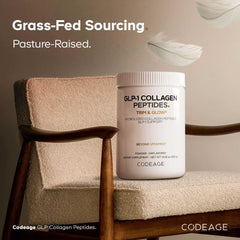 Codeage GLP-1 Collagen Powder stirred into coffee for a neutral boost.