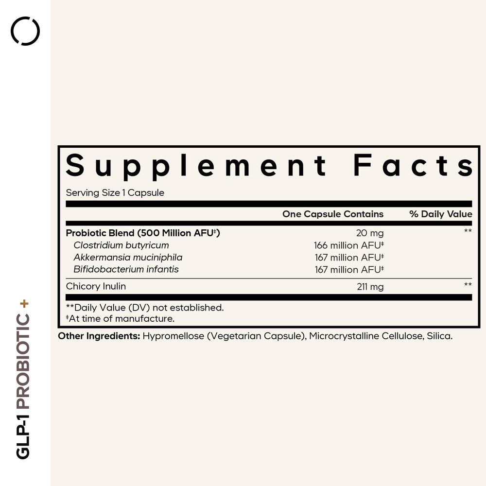 Codeage GLP-1 Probiotic+ front label highlights key ingredients for quick recognition