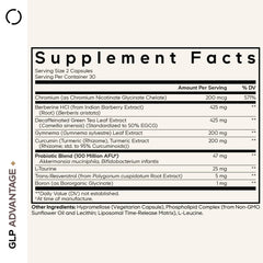 Codeage GLP-Advantage+ capsules close-up highlighting liposomal delivery technology.