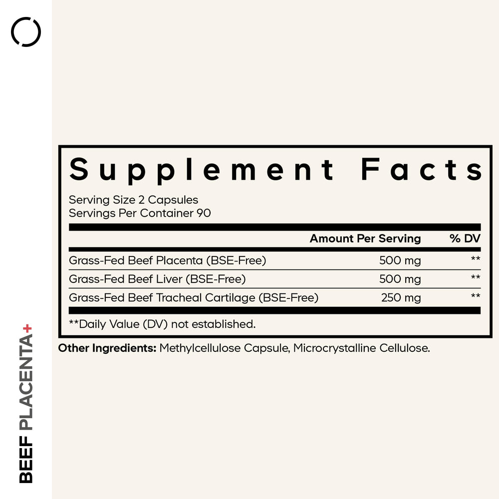 Codeage Grass-Fed Beef Placenta capsules for daily wellness.