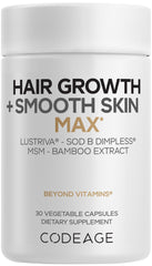 Codeage Hair Growth and Smooth Skin Max bottle front shows modern packaging for daily support