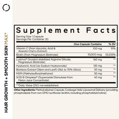 Codeage Hair Growth and Smooth Skin Max capsules close-up signals easy daily use