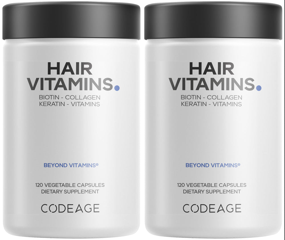 Codeage Hair Vitamins bottle front showcasing premium hair support formula