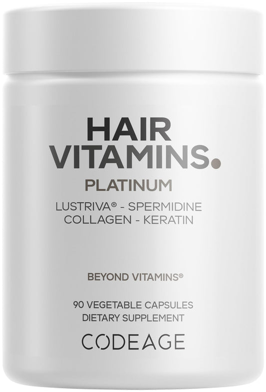 Codeage Hair Vitamins Platinum bottle front for daily hair health support