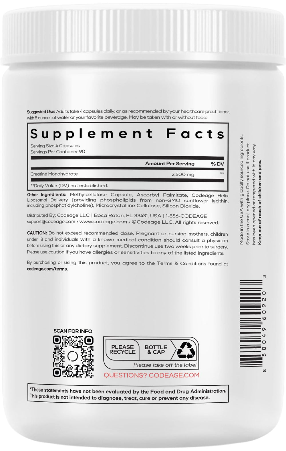 Codeage ingredient list detail highlighting clean, non-GMO, dairy-free notes